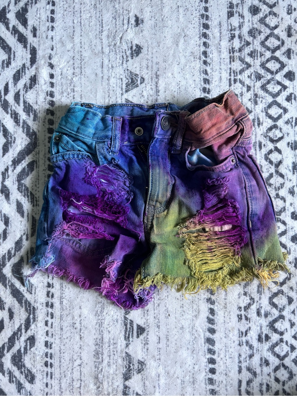 The Children's Place Multicolor Tie-Dye Distressed Denim Shorts